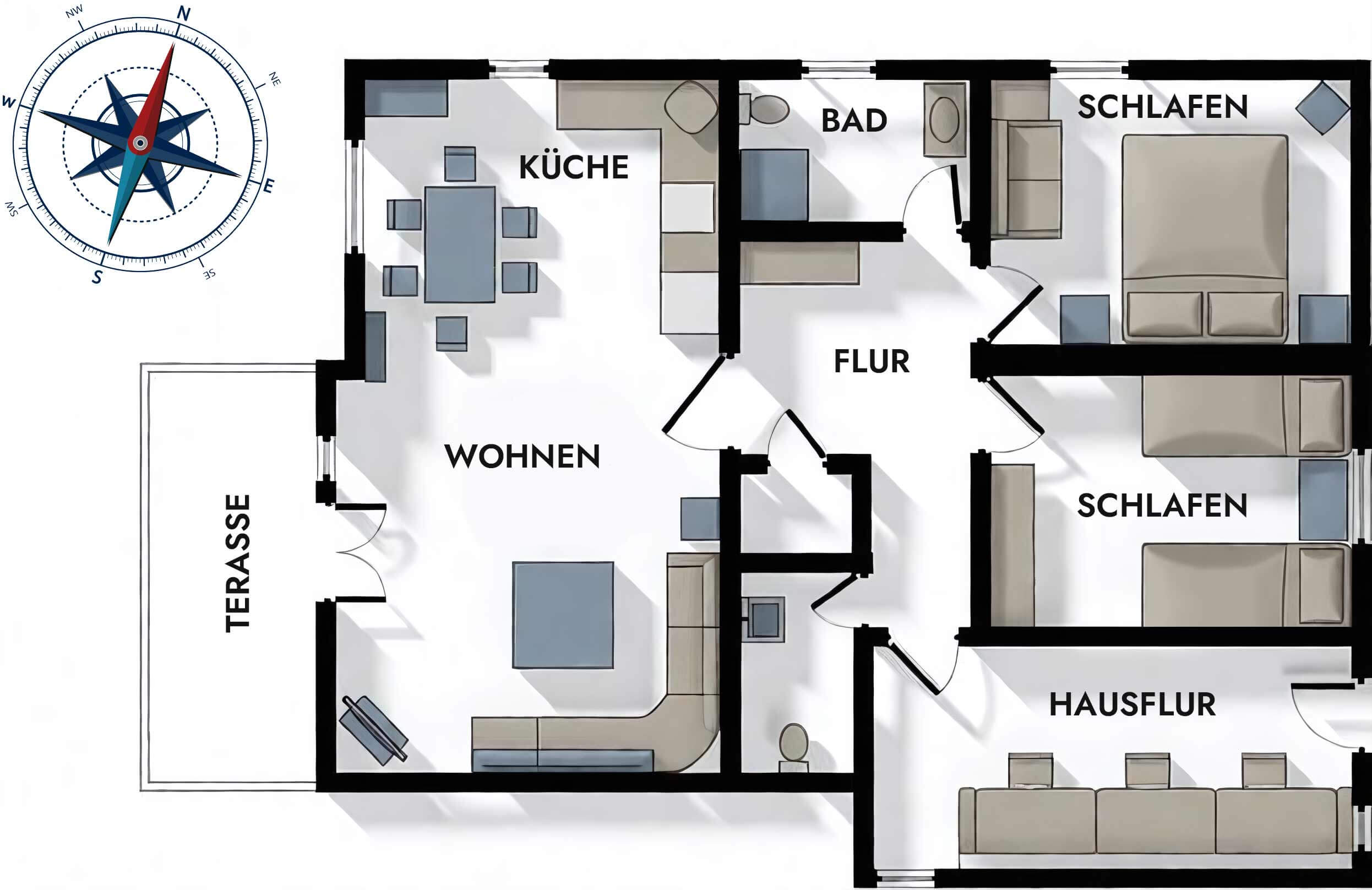 Ferienwohnung Windflüchter Grundriß